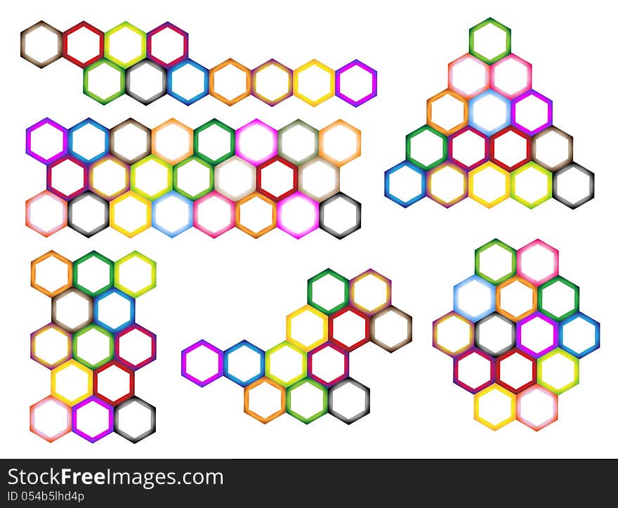 The Colorful Variations Hexagon Pattern with Copy Space for Add Content or Picture. The Colorful Variations Hexagon Pattern with Copy Space for Add Content or Picture