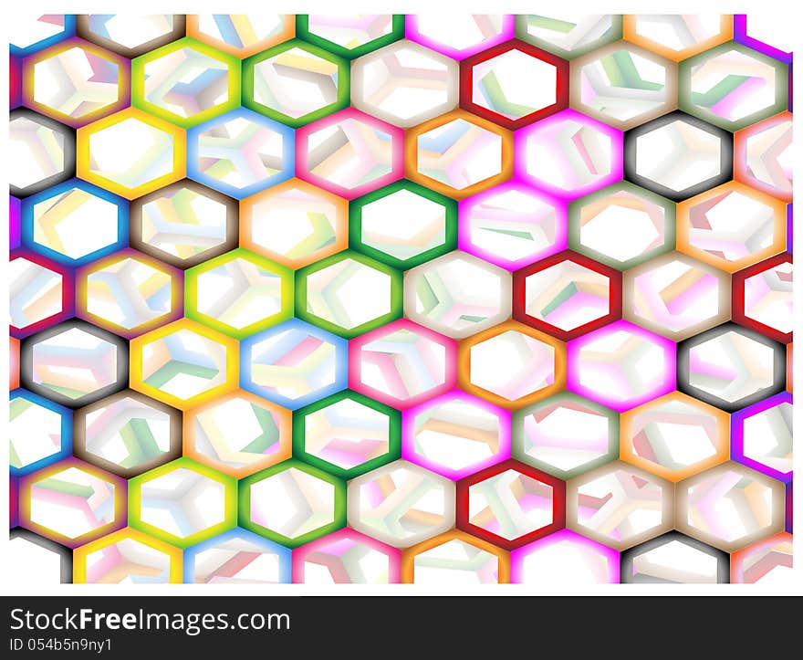 Multi Colors Of Hexagon On Abstract Background