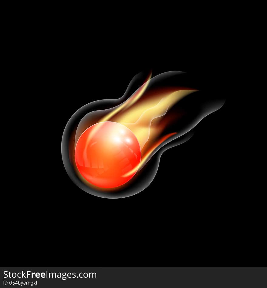 3D sphere with fire flames as background