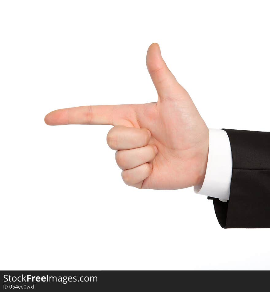 Hand Of A Businessman Shows The Gun