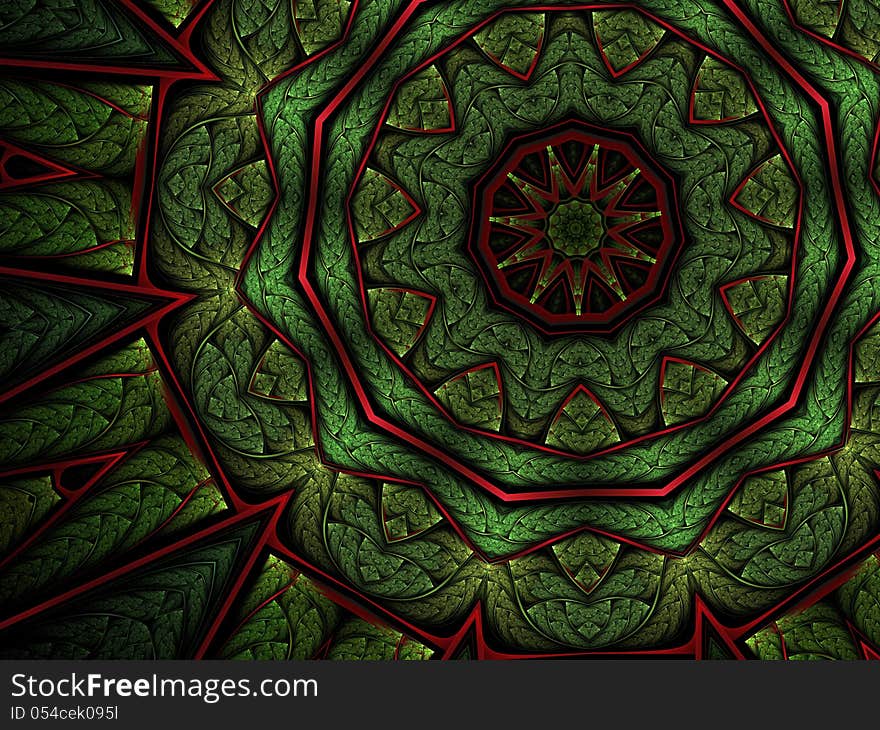 Christmas themed flower, digital fractal artwork, abstract illustration