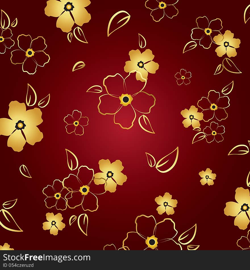 Floral golden background illustration. Floral golden background illustration