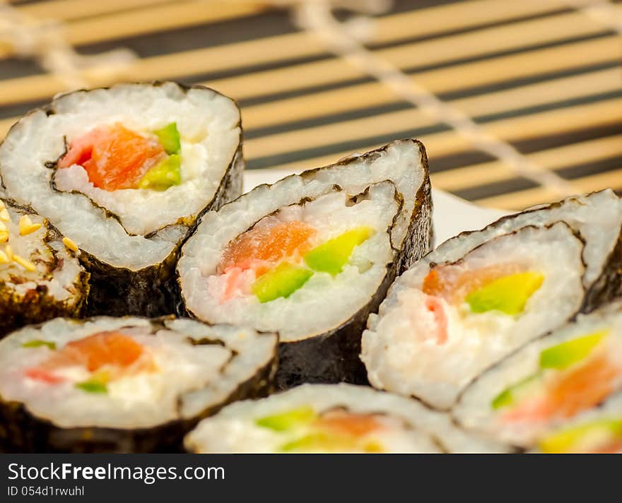 Set of japanese sushi. traditional japanese food