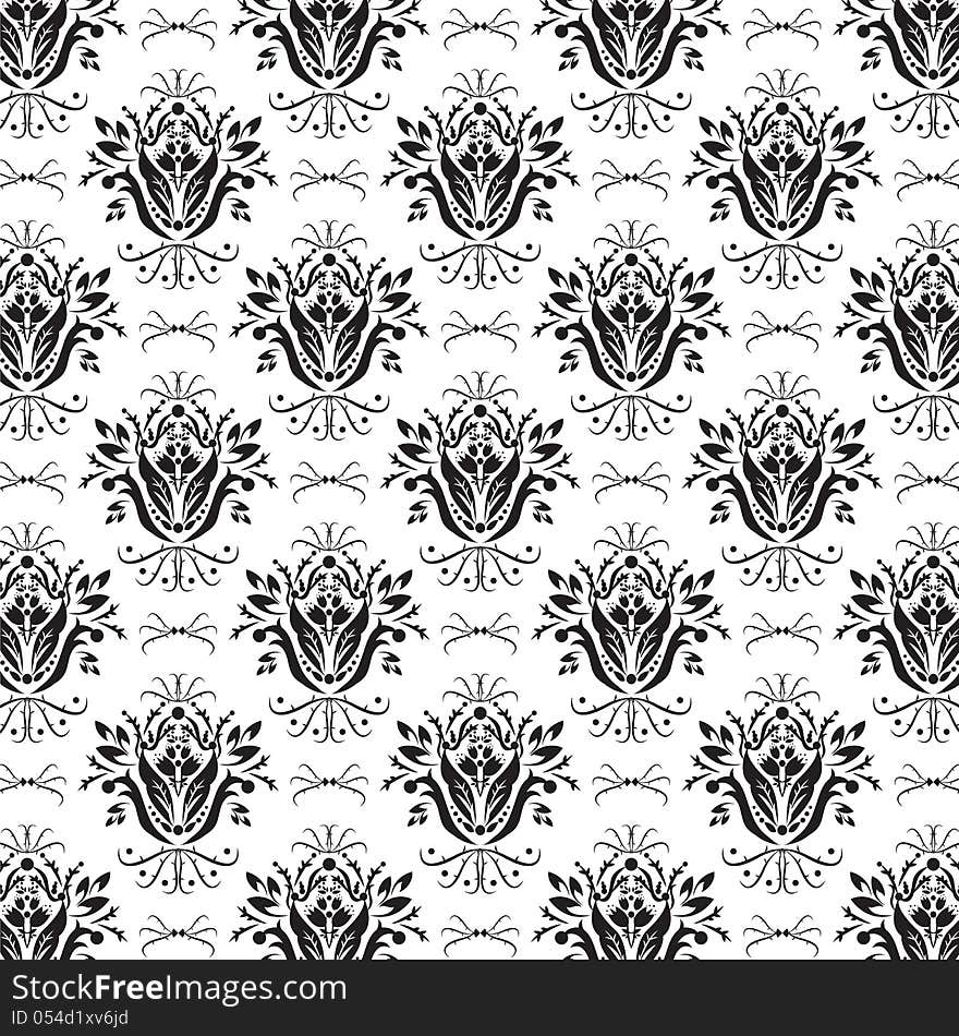 Floral Black & White Background