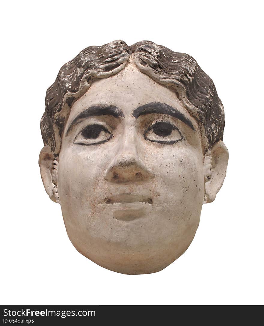 Head Bust Of Egyptian Woman Isolated.