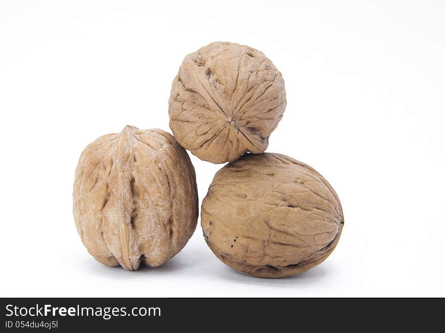 Walnut with soft shadow over white background