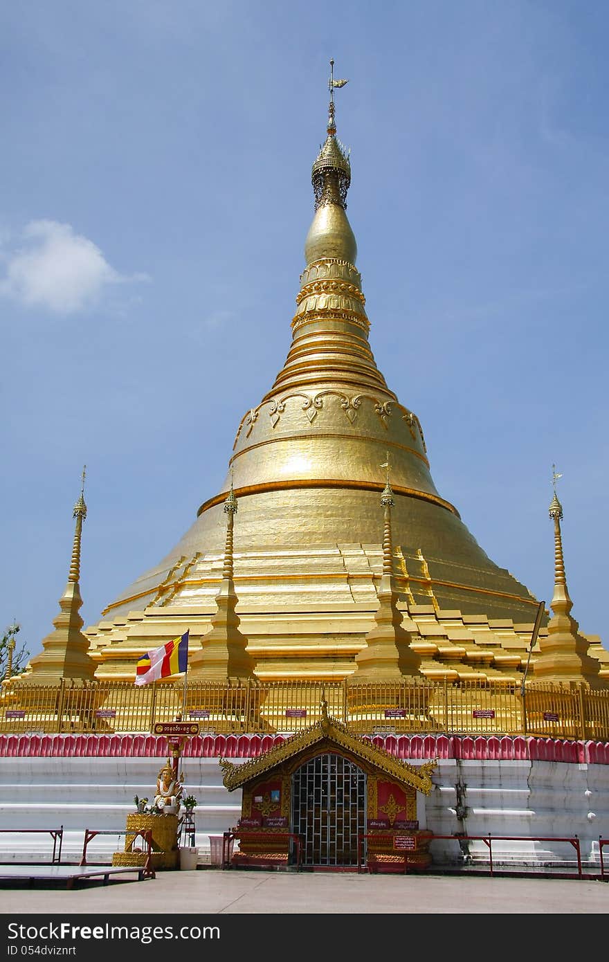 Golden pagoda in Myanmar near border with north of Thailand