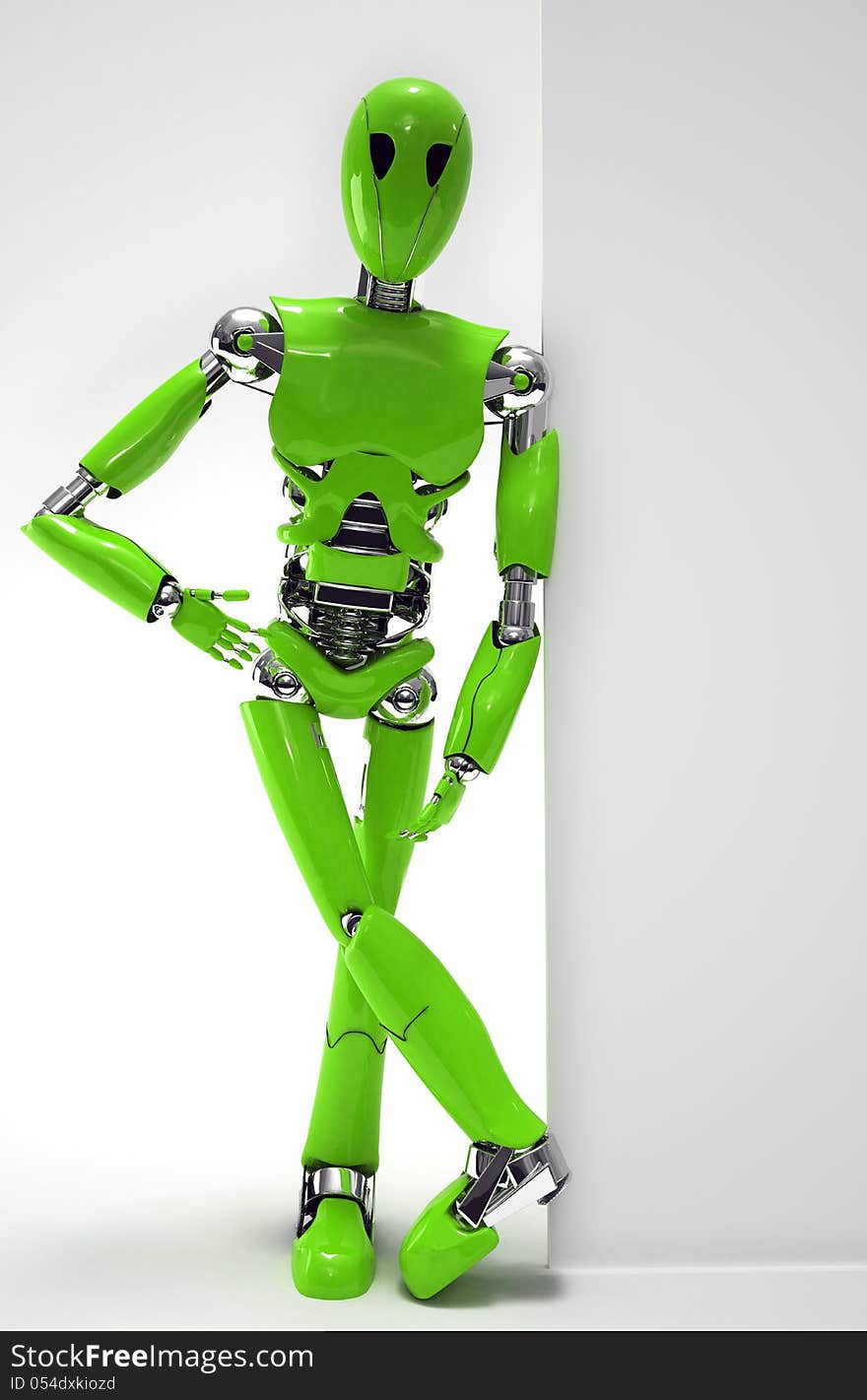 Green robot on white background. Green robot on white background