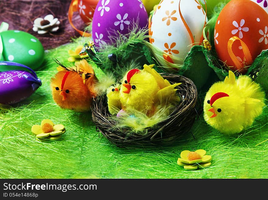 Colorful Easter eggs on a white background