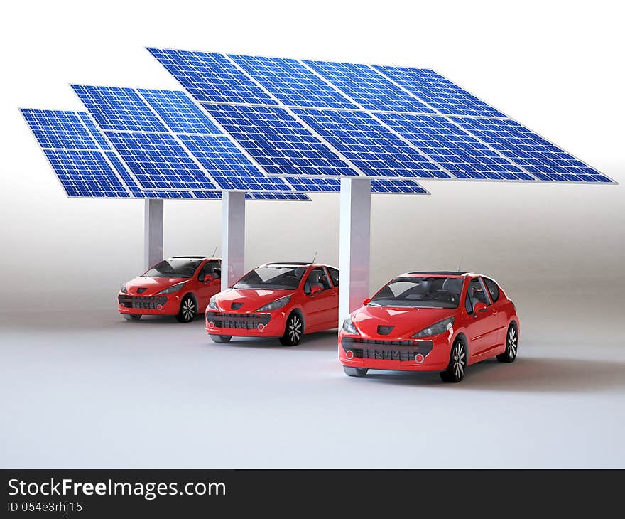 Solar panel for cars in white background