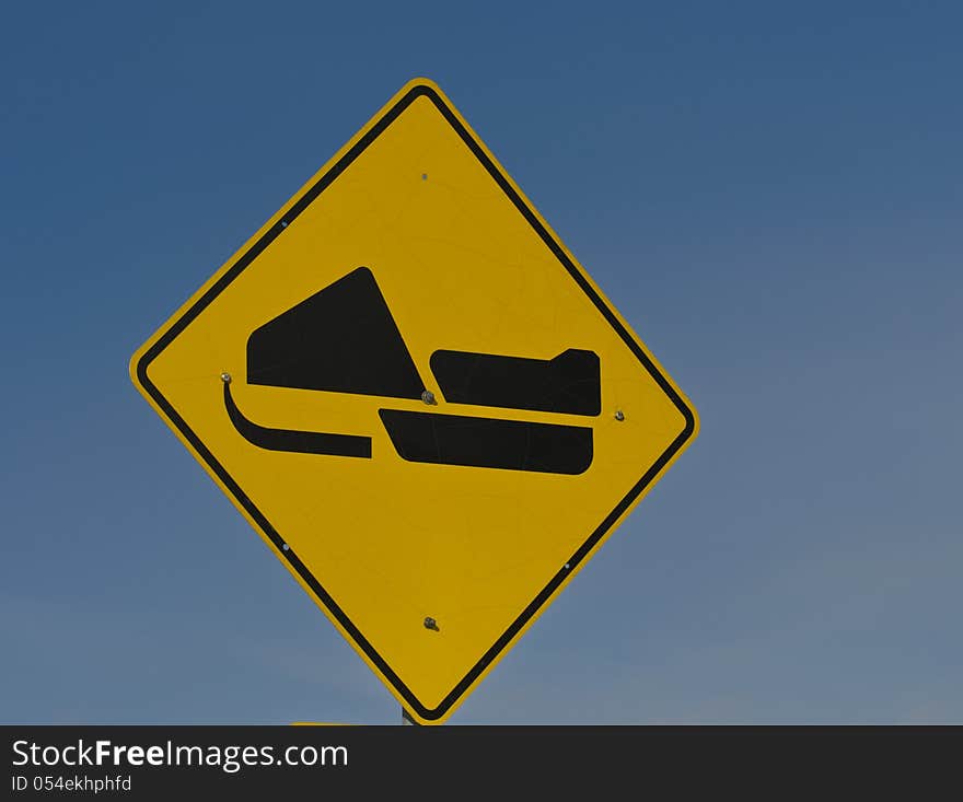 Snowmobile Or Skidoo Road Sign