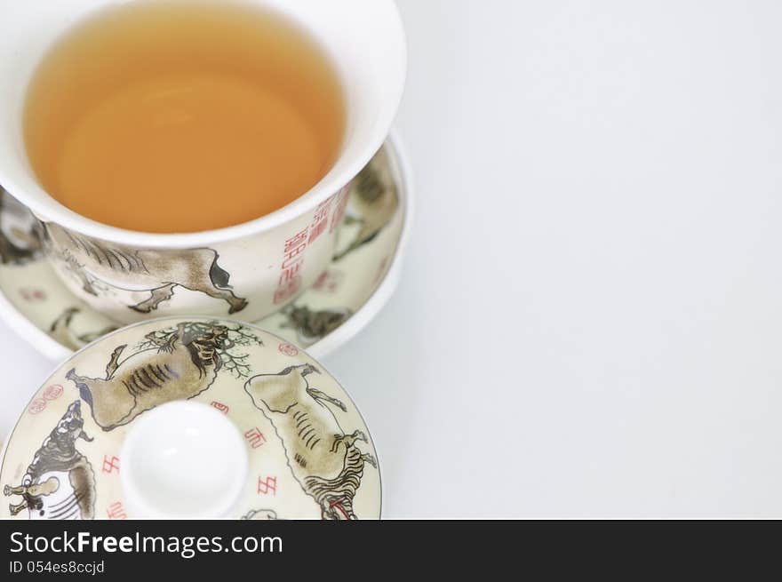 Cup Of Chinese Tea  On White Background