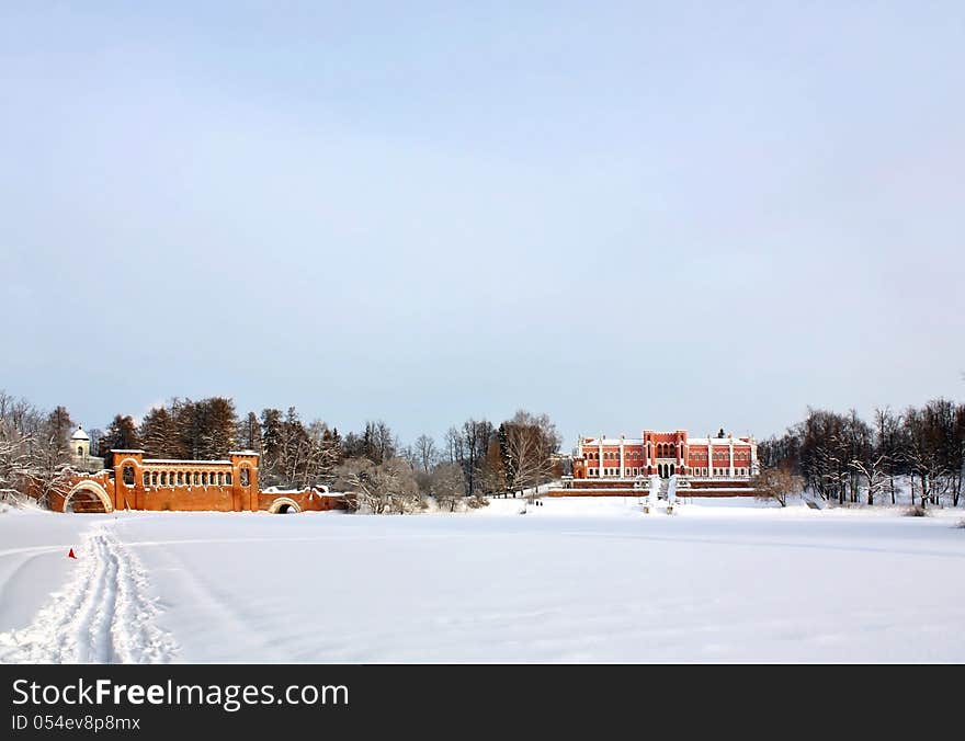 Old Time Manor In The Winter Morning