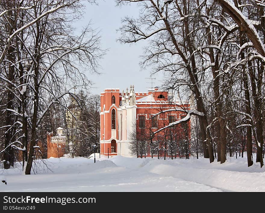 Eighteenth-century mansion on the background of trees. Eighteenth-century mansion on the background of trees