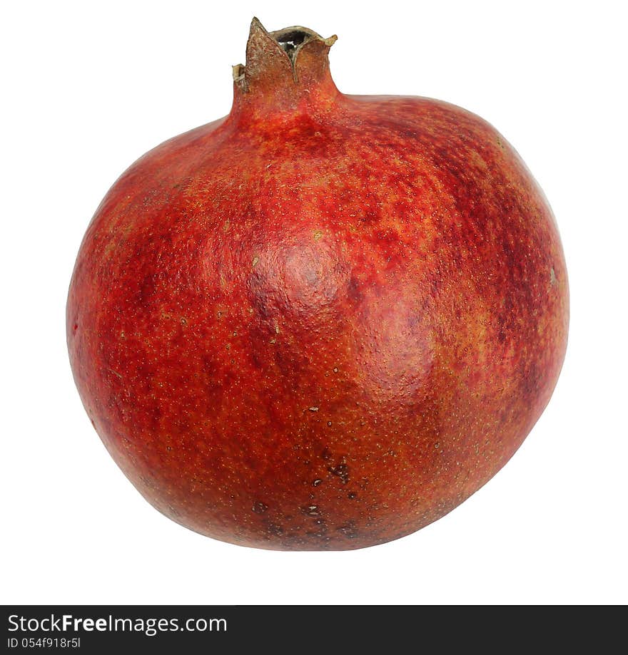 Isolated fresh raw ripe pomegranate. Isolated fresh raw ripe pomegranate