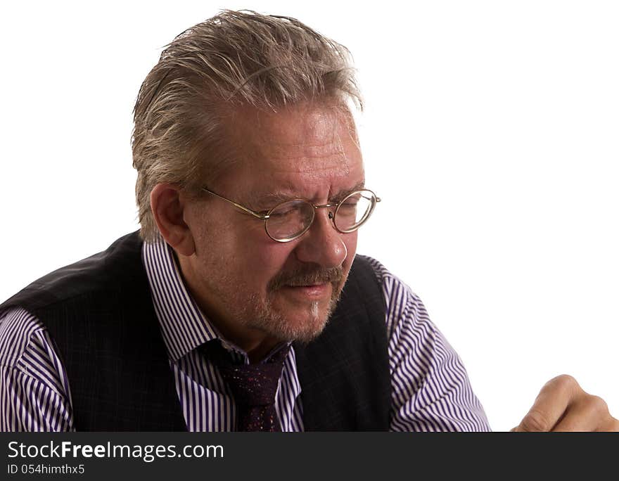 Portrait of grey haired older man with sunglasses. Portrait of grey haired older man with sunglasses