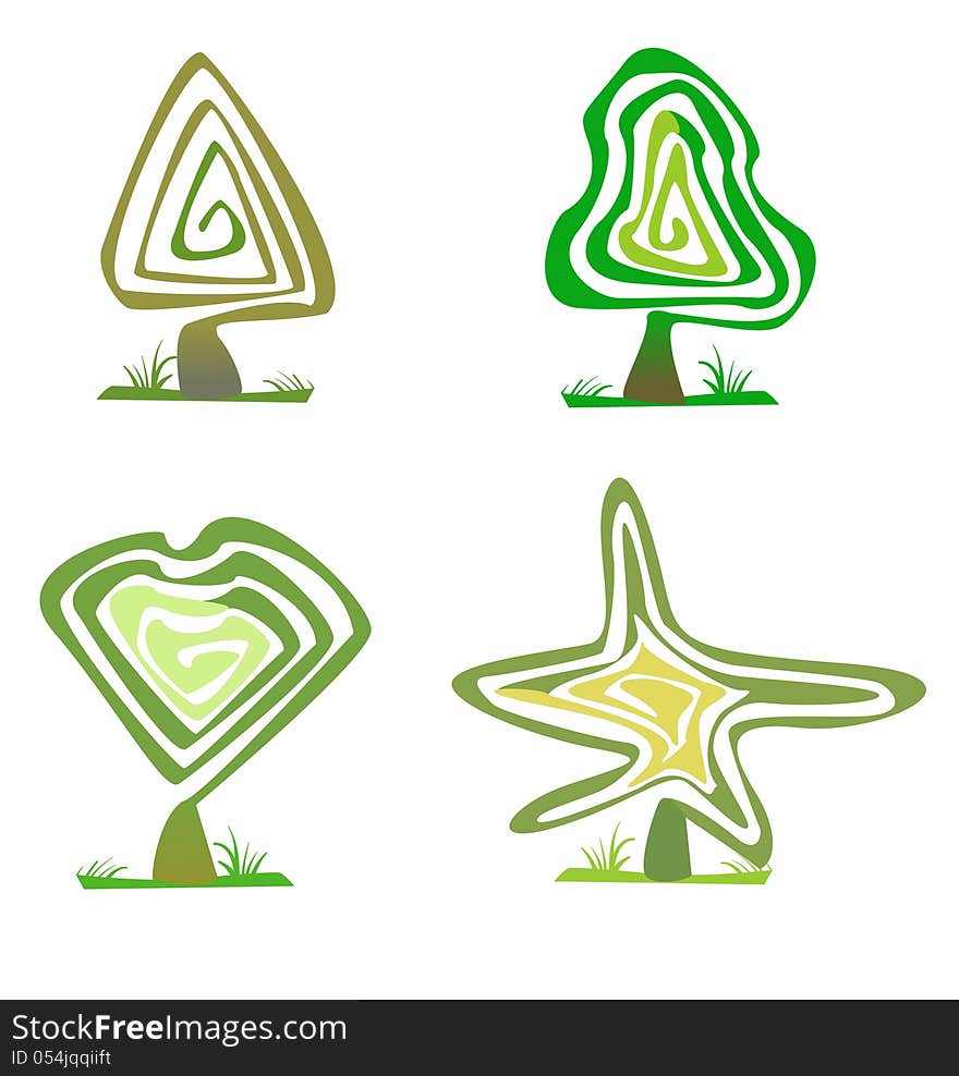 Set abstract tree vector illustration