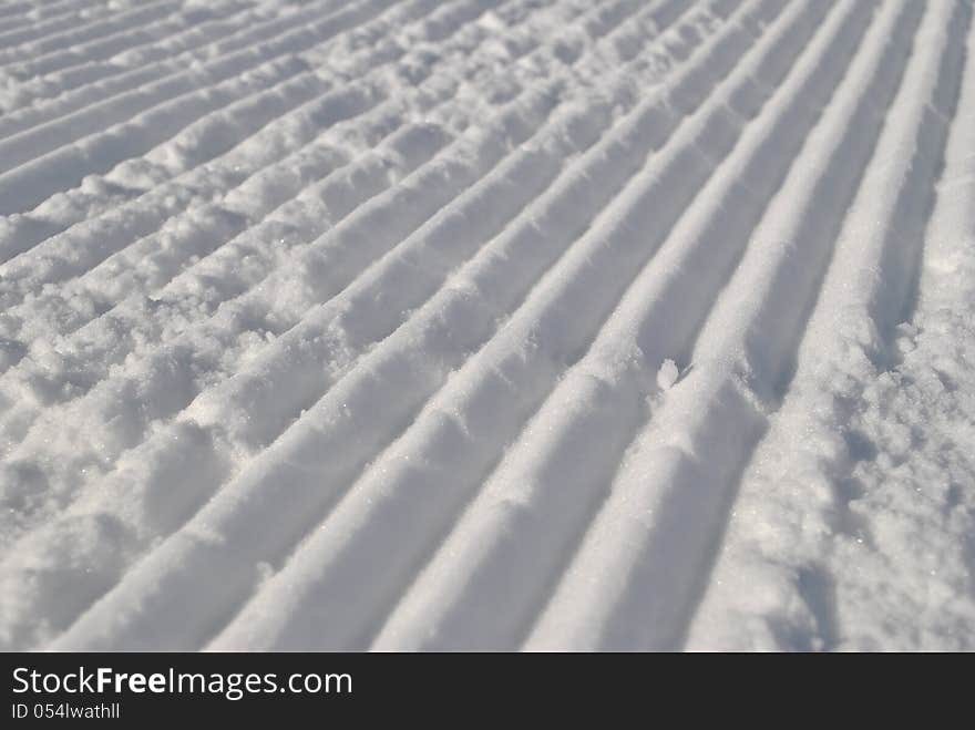 Adjusted snow on ski slope