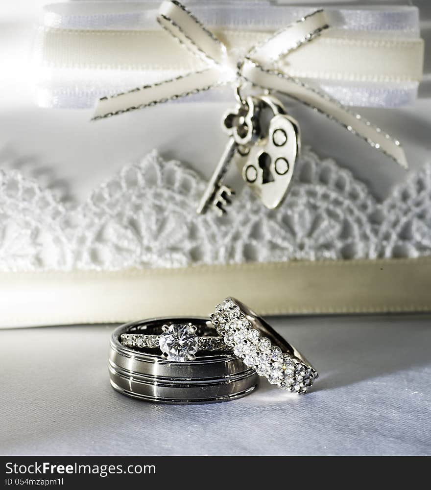 Wedding Rings on White Background