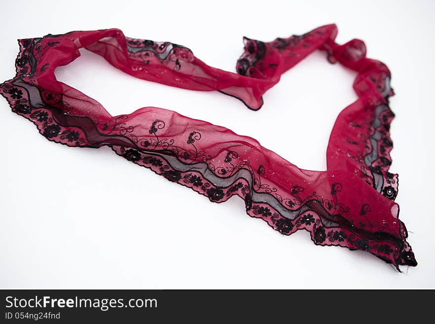 Sided valentine heart of red lace