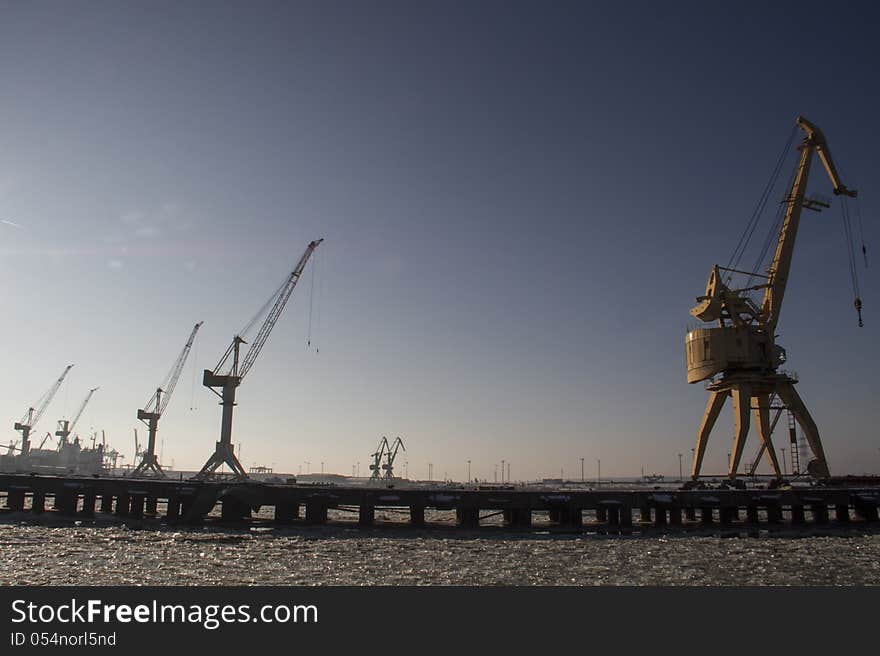 Cranes in port