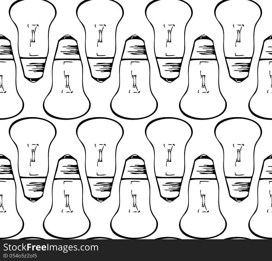 Seamless pattern made of black retro light bulbs. Seamless pattern made of black retro light bulbs