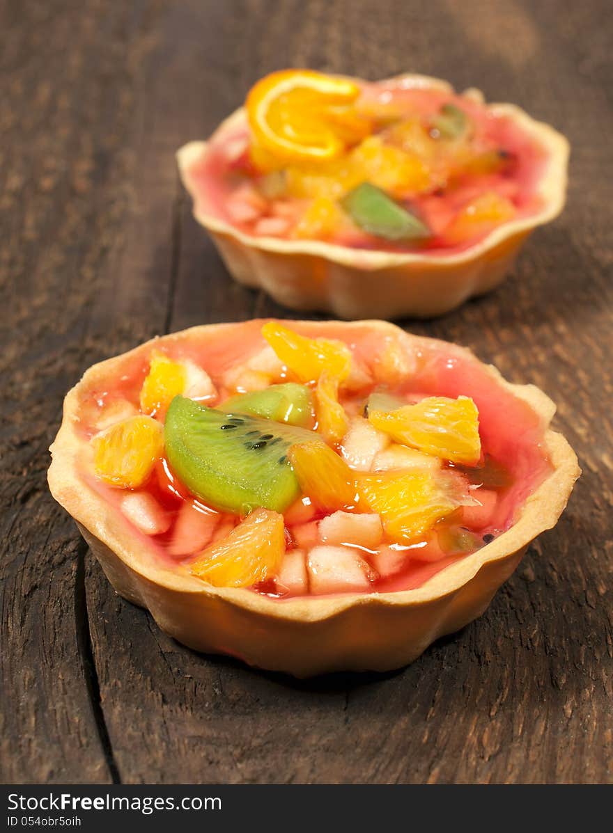 Cake with fruit close-up