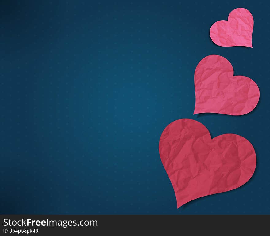 Vector illustration with hearts on old paper. Vector illustration with hearts on old paper