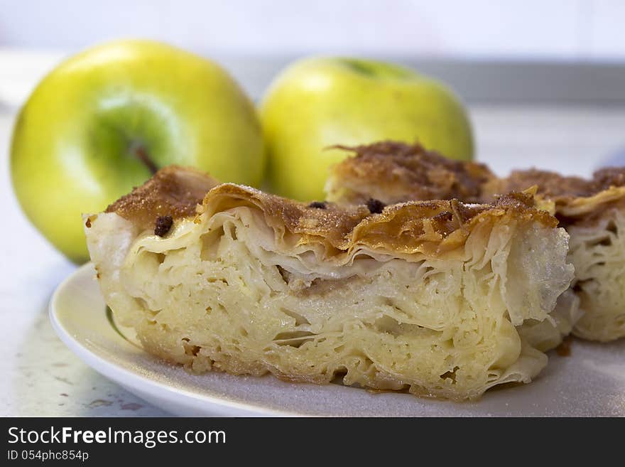 Homemade apple pie, on a plate