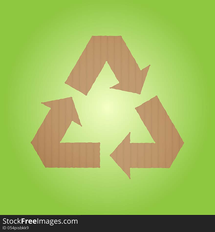 Cardboard paper box recycle sign. Cardboard paper box recycle sign