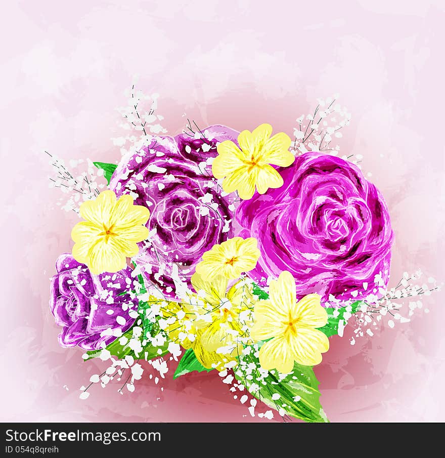 Painted flower background for your design