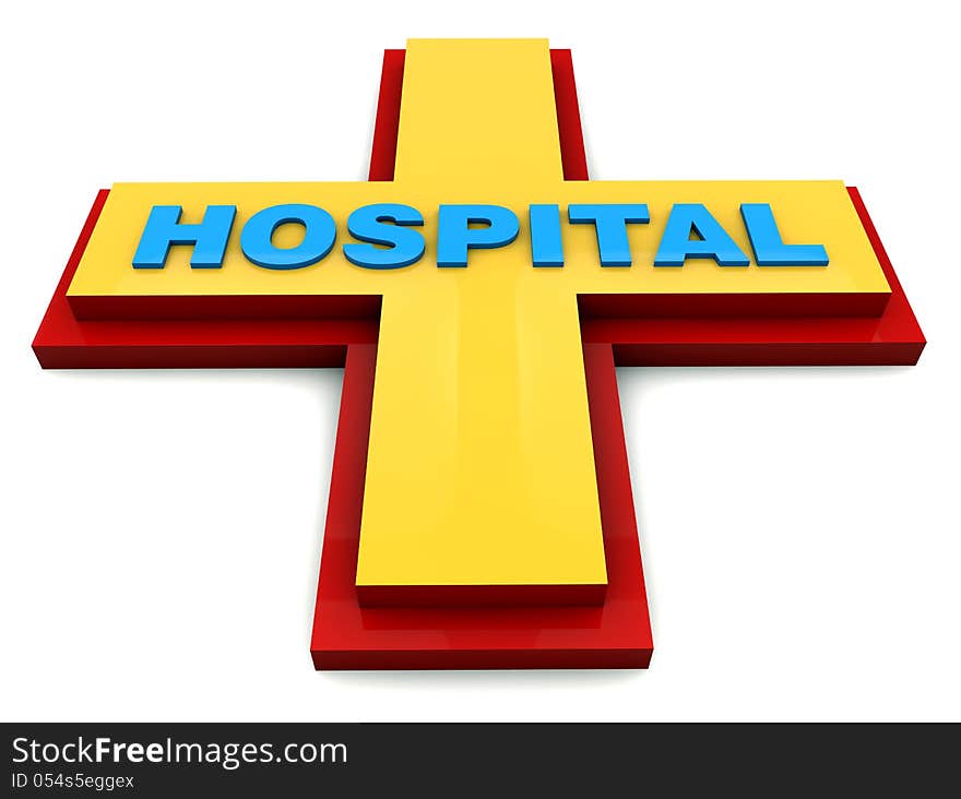 Hospital sign and white background