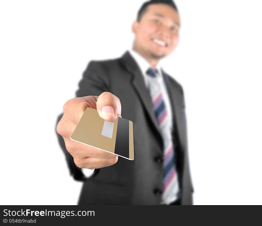 Business man showing credit card