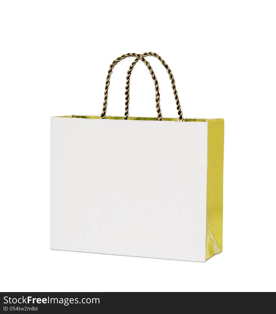 White paper bag isolated on white with clipping path