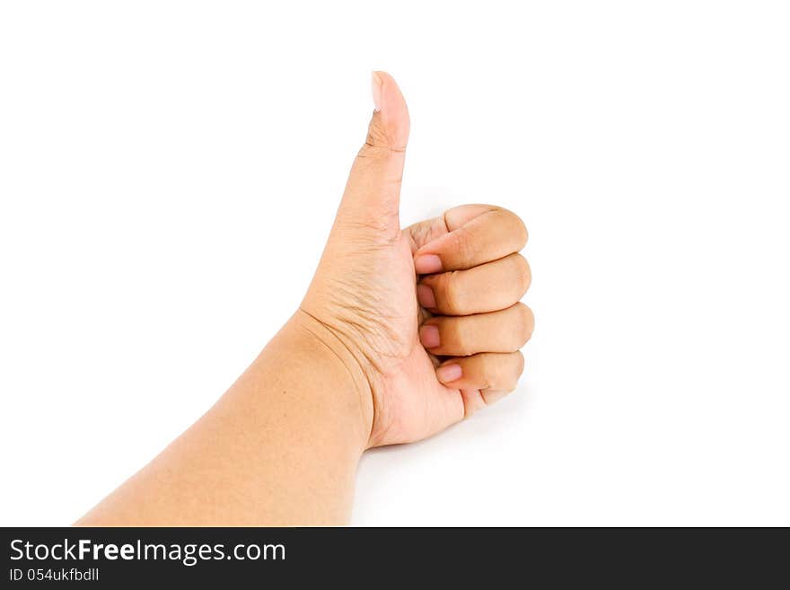 Thumbs up hand sign isolated on white background. Thumbs up hand sign isolated on white background