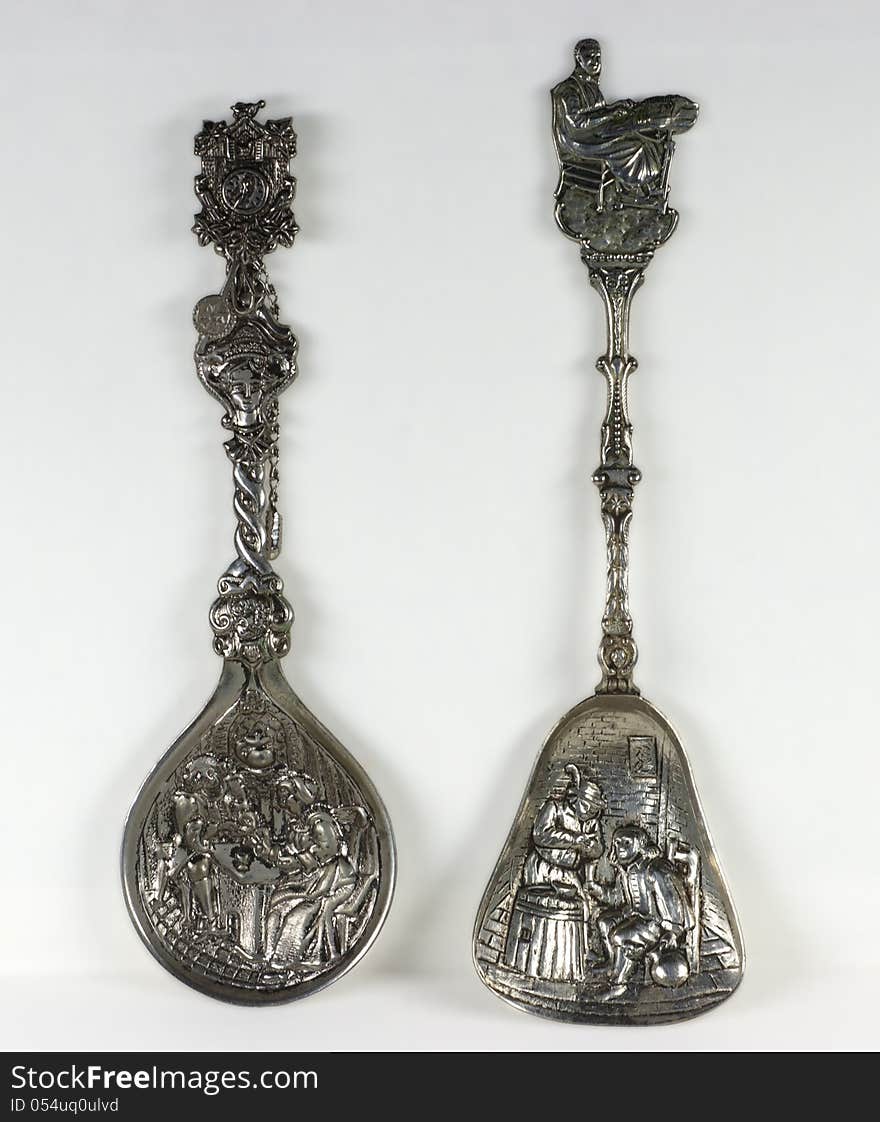 Two antique silver teaspoons