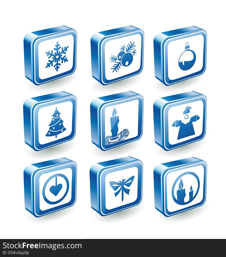 Isometric  icons for the holiday Christmas. Isometric  icons for the holiday Christmas