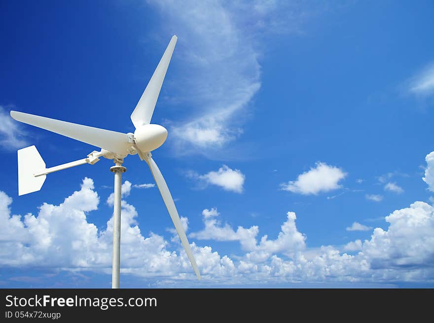 Wind Turbine and  Blue Sky - Energy Concepth