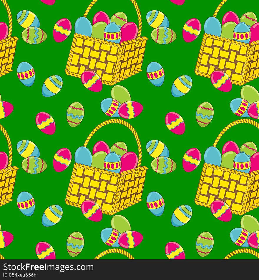 Seamless pattern with eggs and baskets. Seamless pattern with eggs and baskets