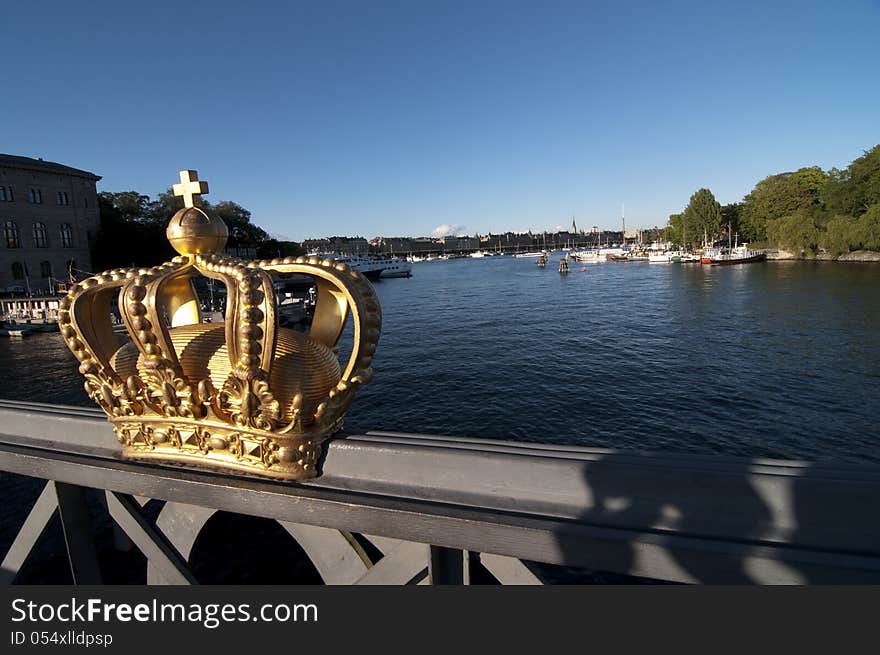 Royal golden crown in Stockholm city. Royal golden crown in Stockholm city