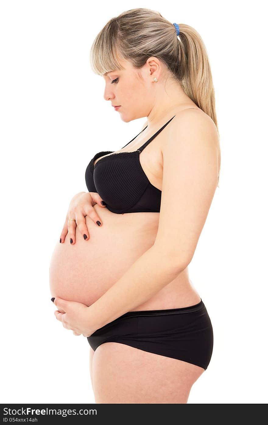 Pregnant woman in lingerie