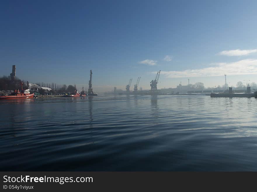 Port of Gdansk at sunrise - Poland