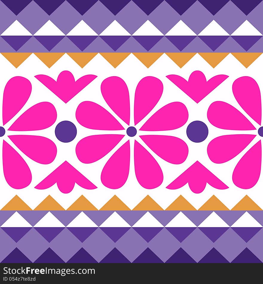 Geometry Pattern With Flowers