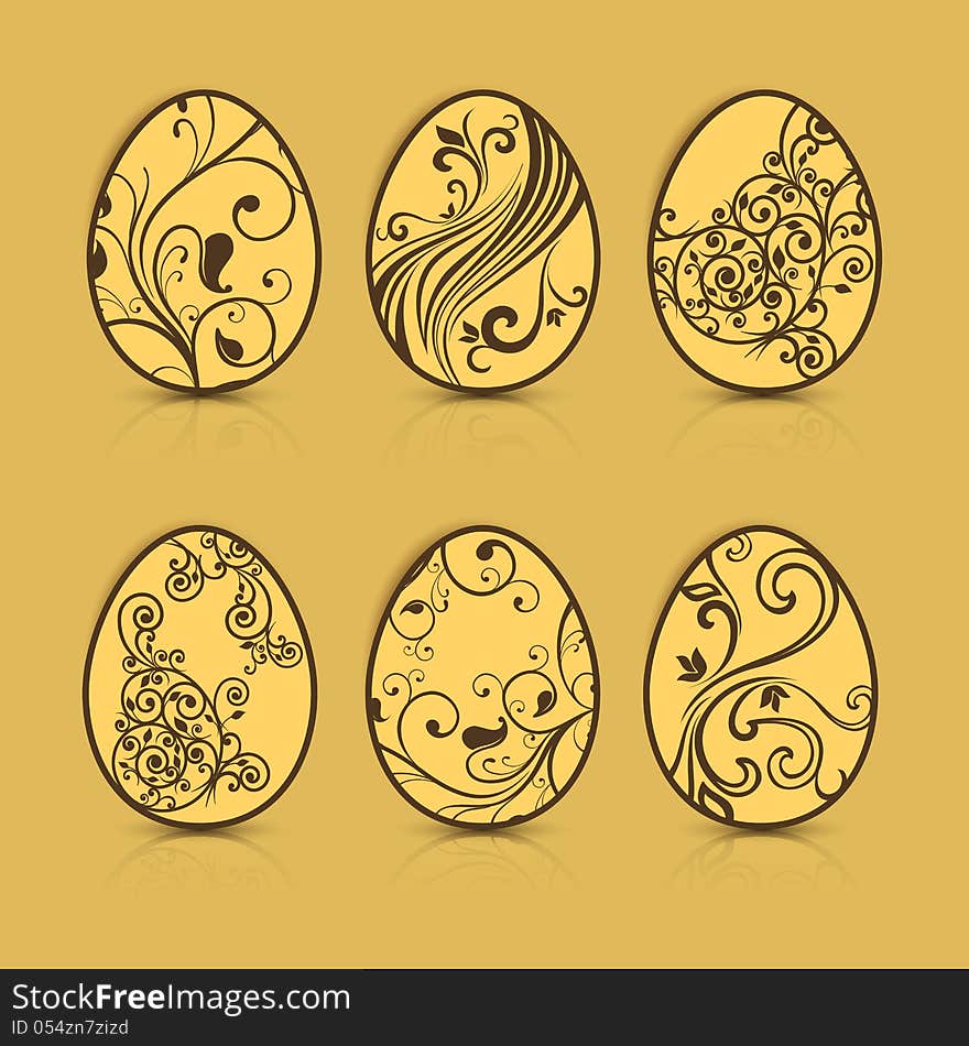 Painted Easter eggs on brown