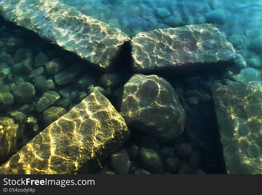 Stones under water