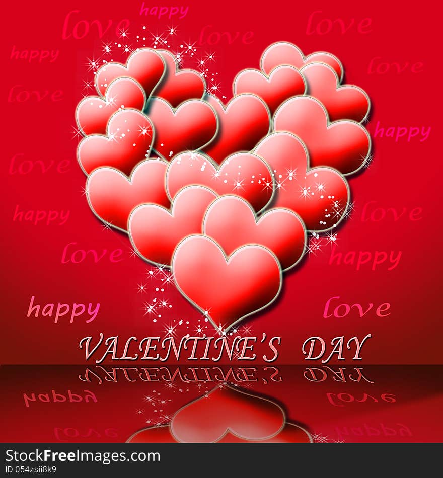 Valentine's day illustration. heart symbol assembled from many small red hearts. Valentine's day illustration. heart symbol assembled from many small red hearts