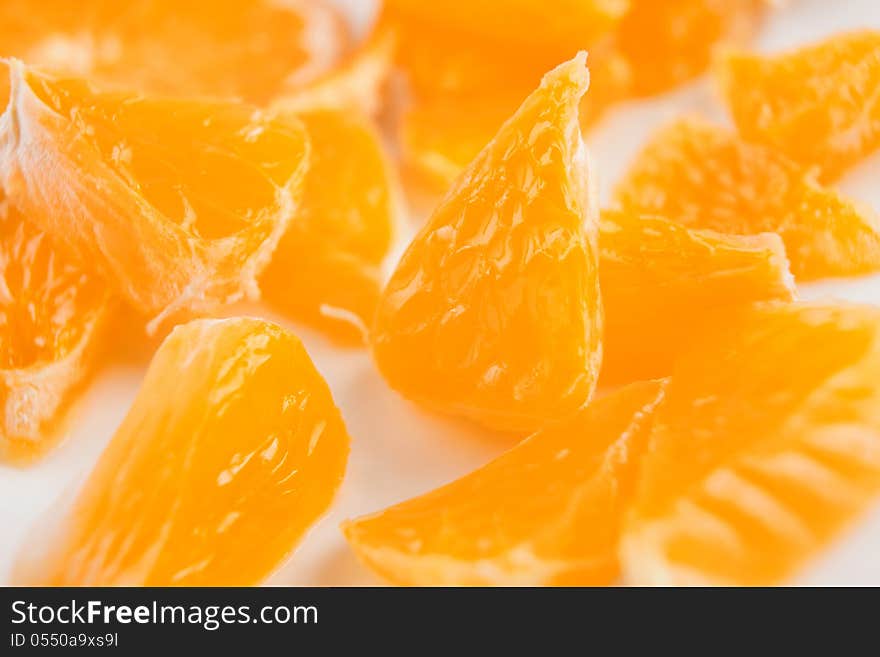 Tangerine chunks full frame closeup