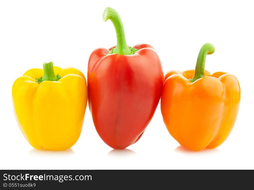 Fresh Colored Peppers / Paprika / on a white background