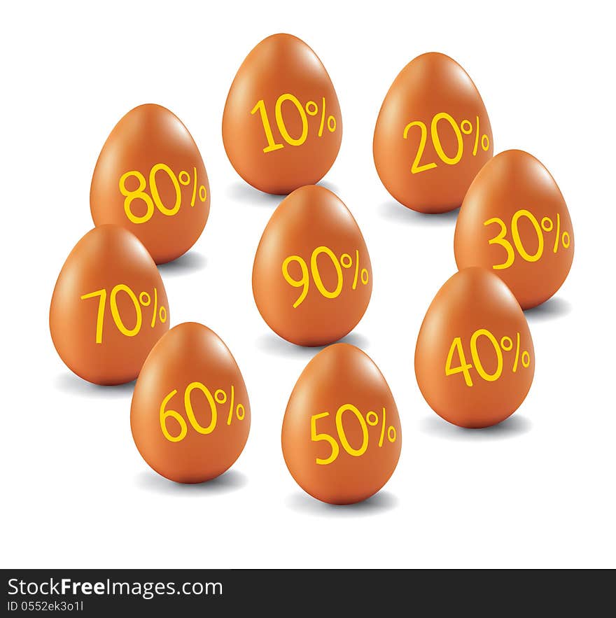 Set of chicken eggs with discount percents