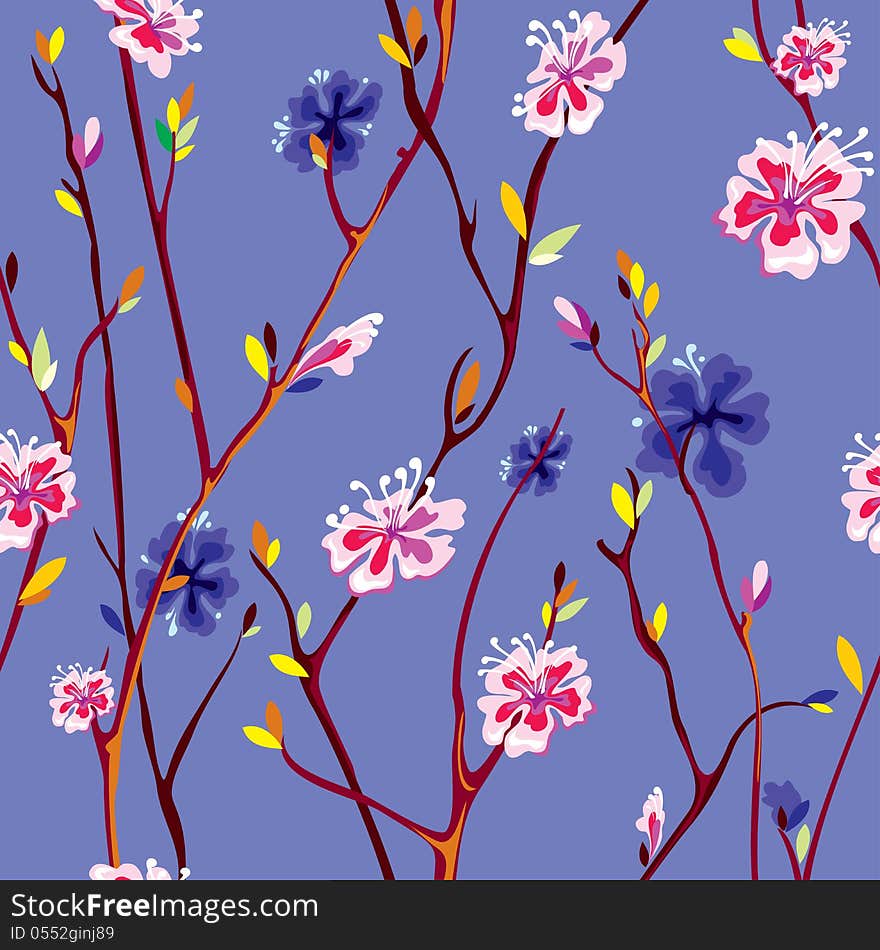 Vector seamless background with spring flower. Vector seamless background with spring flower